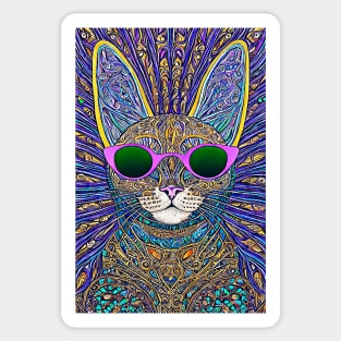 Cosmos Cat Wearing Sunglasses- Fission!!! Sticker